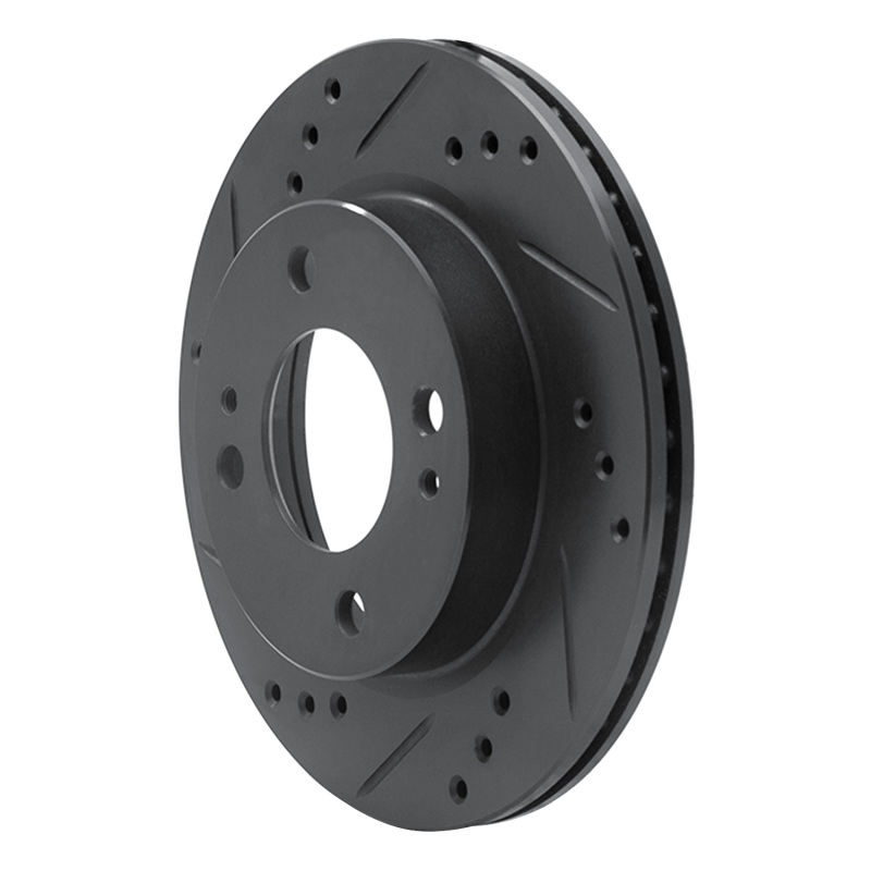 Mitsubishi Mirage Brake Rotor (1) - Front Left - R1 Concepts - Drilled & Slotted - Black - `14-`15